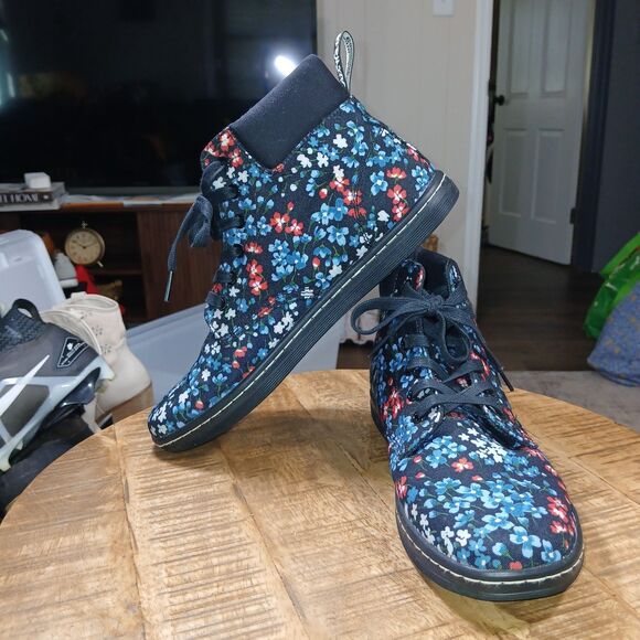 Dr Martens Women's Floral Boots Sz 10 Hippie Maelly Canvas Blue White Black Red - Picture 10 of 13
